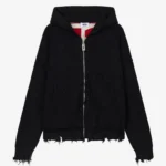 Gcds Band Logo Back Hooded Cardigan Black
