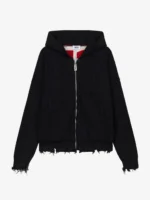 Gcds Band Logo Back Hooded Cardigan Black