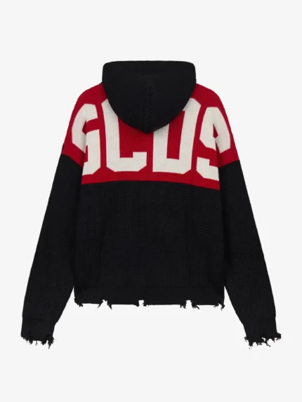 Gcds Band Logo Back Hooded Cardigan Black f