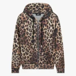 Leopard Print Waffle Zip Hoodie