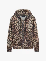 Leopard Print Waffle Zip Hoodie
