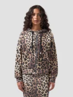 Leopard Print Waffle Zip Hoodies